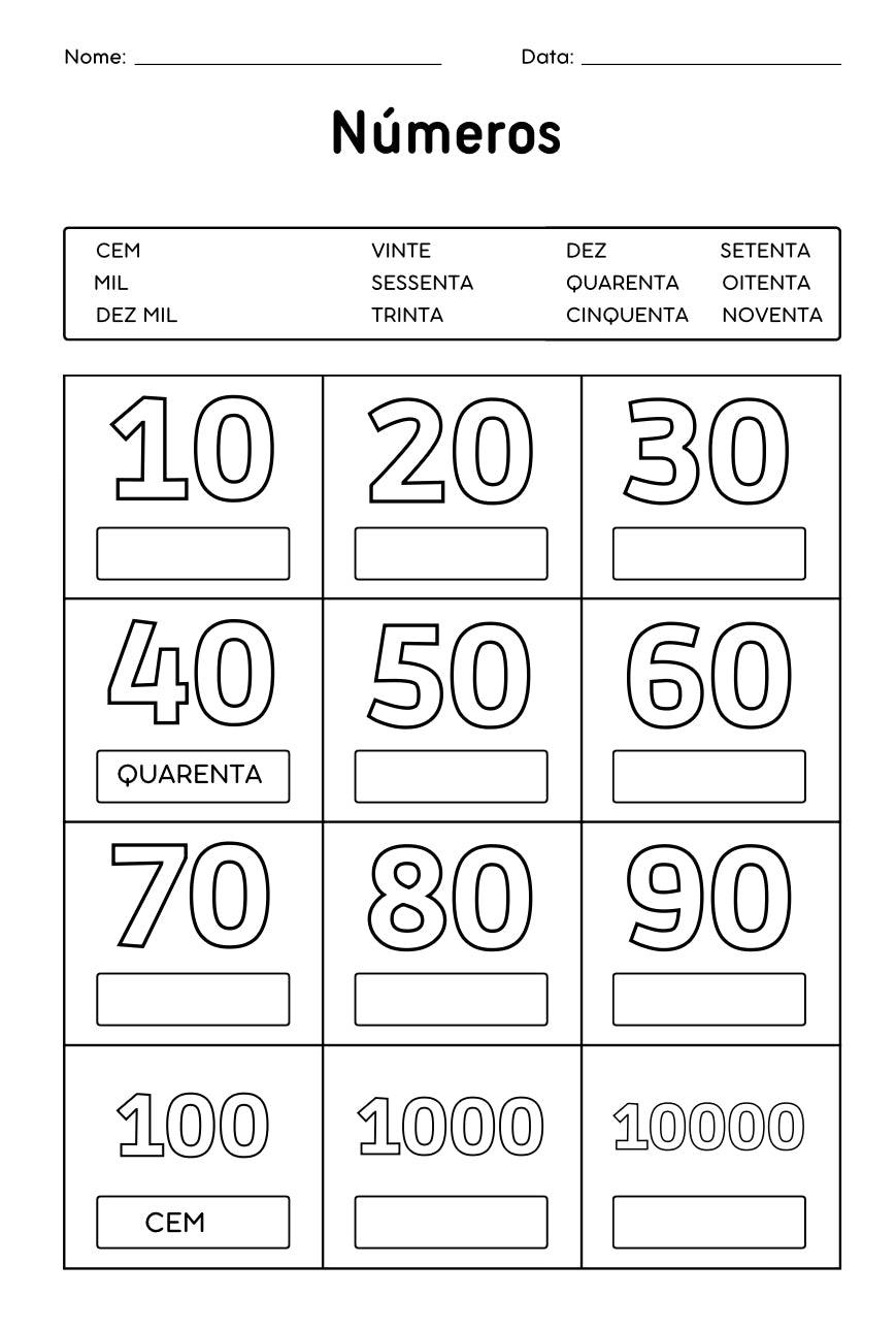 Vamos Escrever os Números