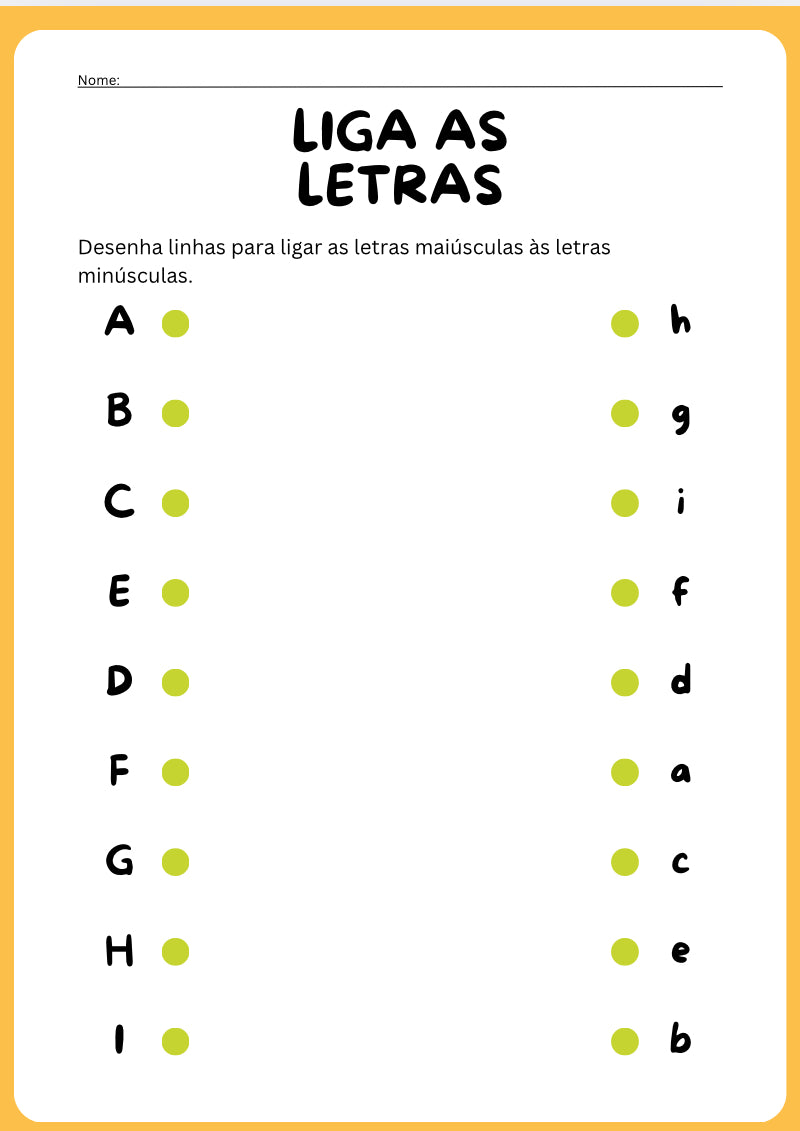 Aprende as Letras – Liga Maiúsculas e Minúsculas