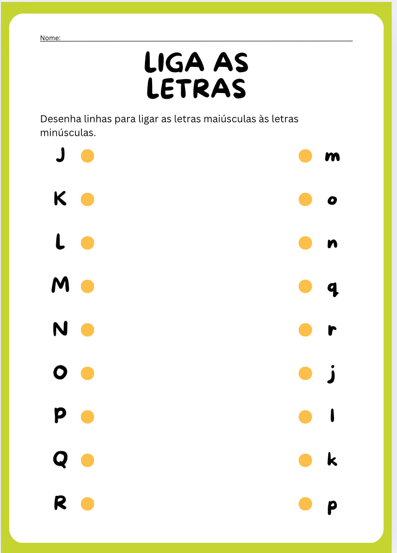 Aprende as Letras – Liga Maiúsculas e Minúsculas