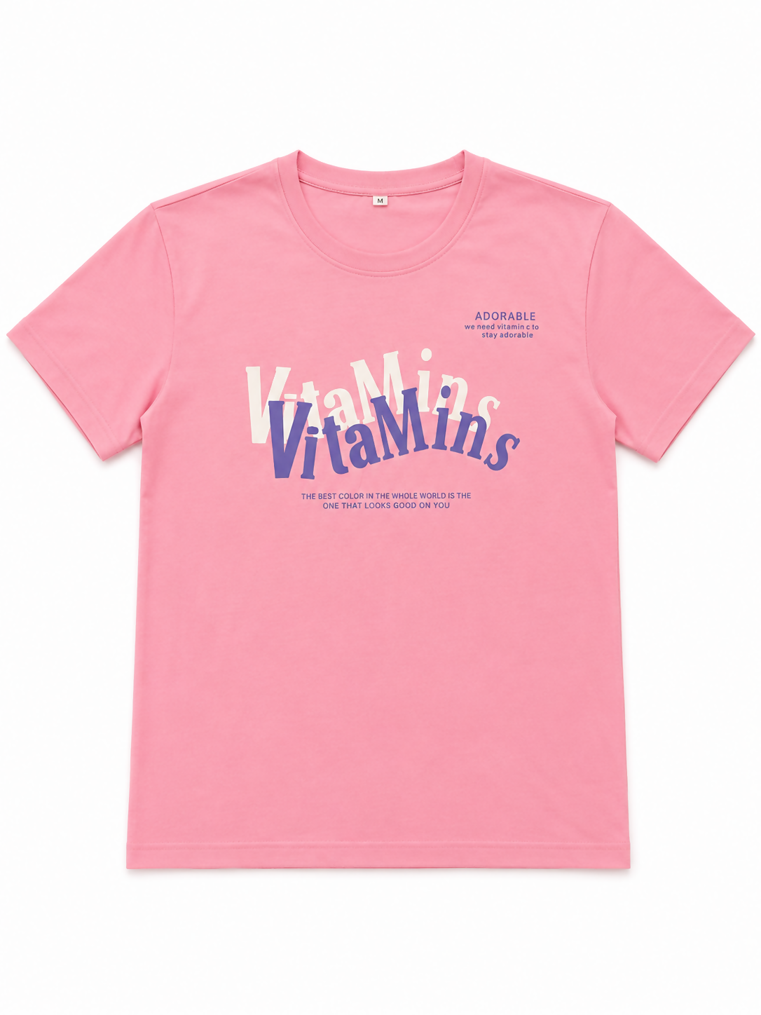 T-Shirt Rosa Vitamins com Estampado – Manga Curta