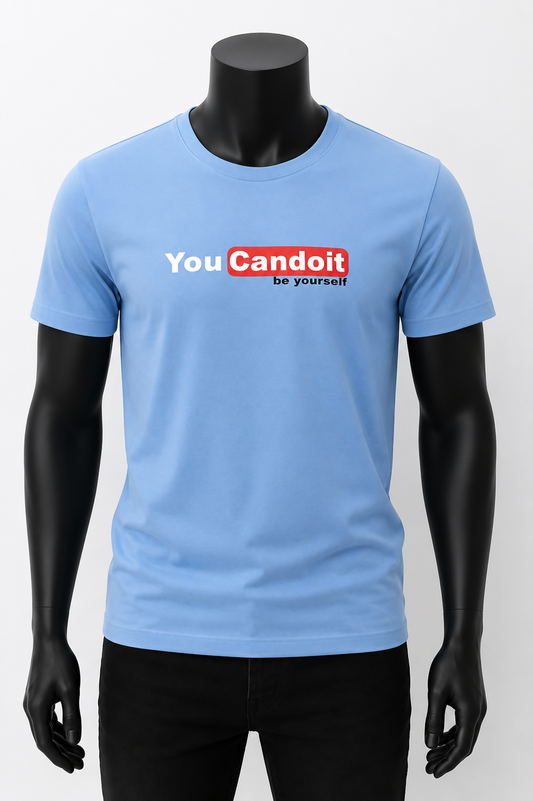 T-Shirt Azul You Can Do It – Manga Curta