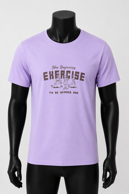 T-shirt Lilás Exercise – New Beginning | Manga Curta