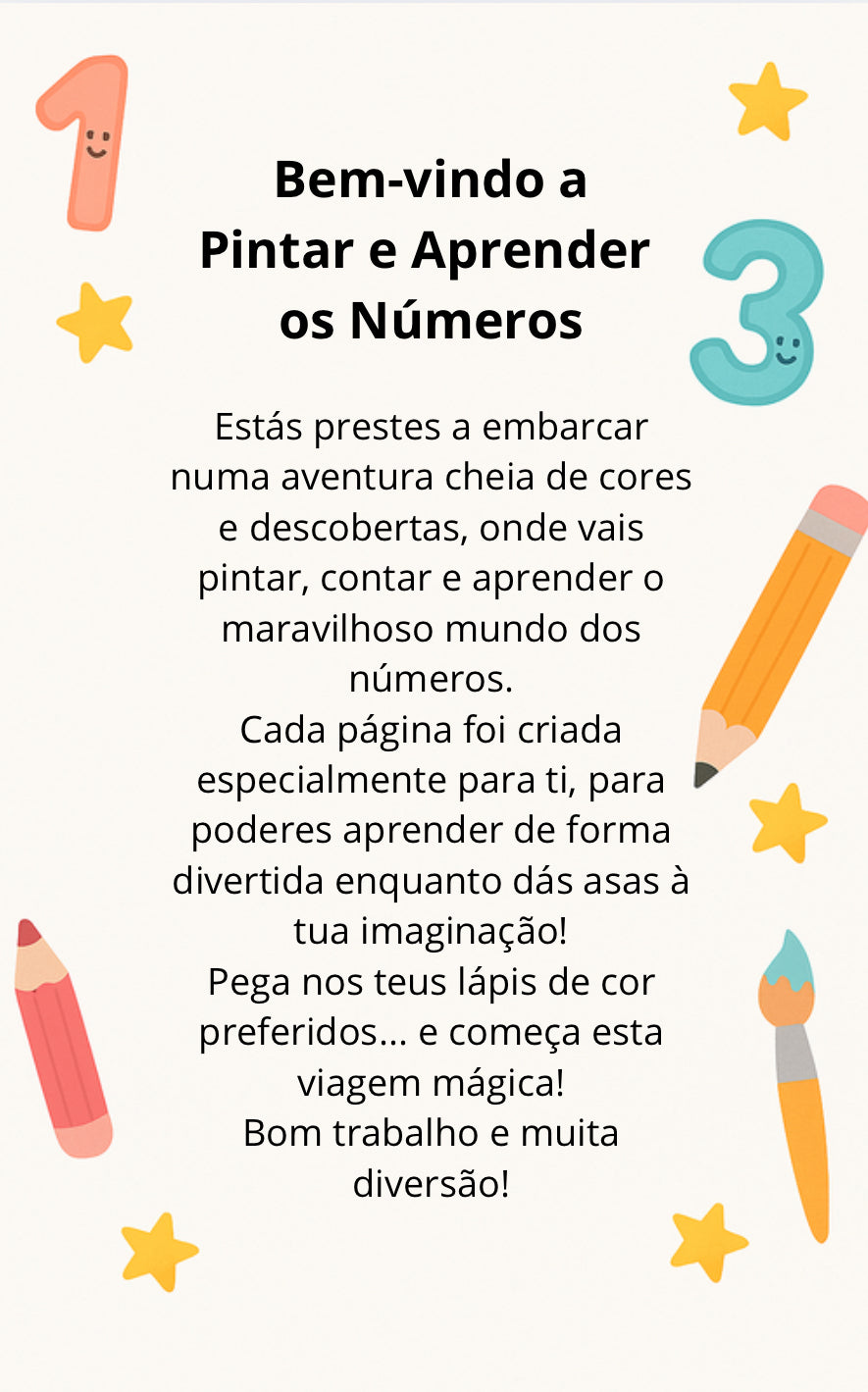PINTAR E APRENDER OS NÚMEROS  ATÉ 10