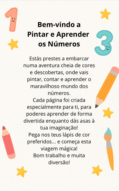 PINTAR E APRENDER OS NÚMEROS  ATÉ 10