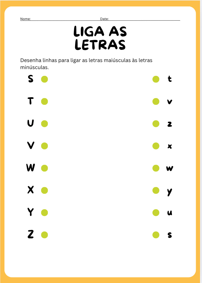 Aprende as Letras – Liga Maiúsculas e Minúsculas