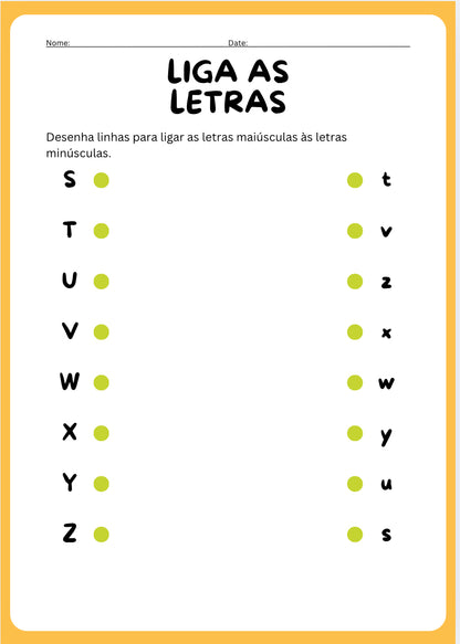Aprende as Letras – Liga Maiúsculas e Minúsculas
