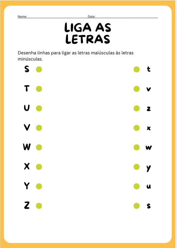 Aprende as Letras – Liga Maiúsculas e Minúsculas
