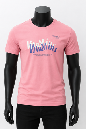 T-Shirt Rosa Vitamins com Estampado – Manga Curta