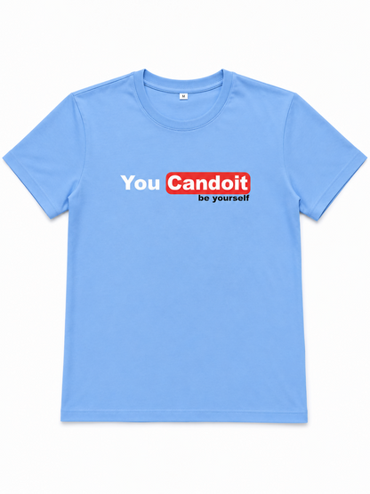 T-Shirt Azul You Can Do It – Manga Curta